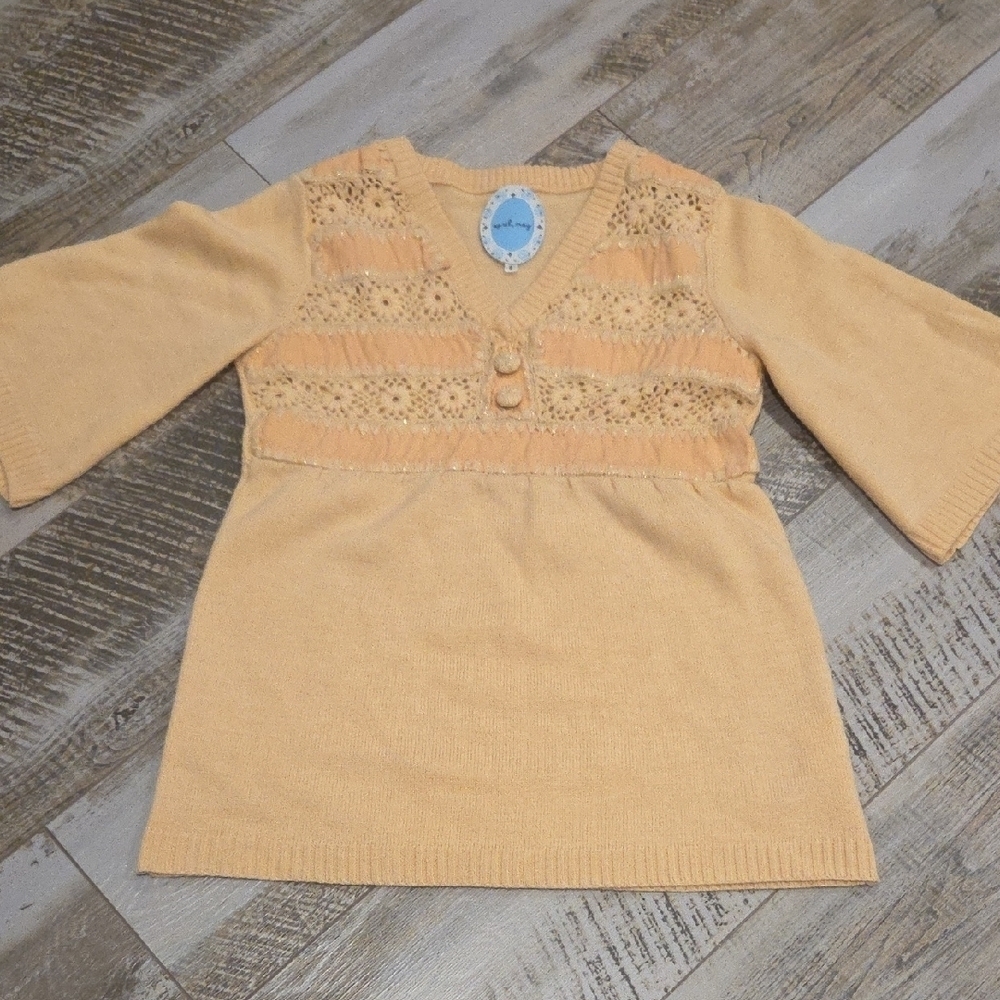 Chic wool  Beige Knit Women's Blouse